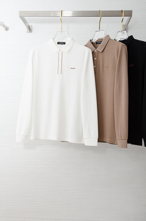 Zegna Solid Color Long Sleeve Collared T-Shirt