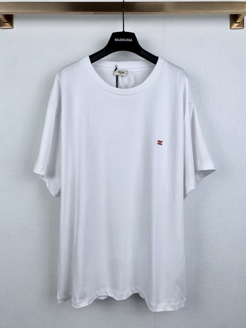 Celine Embroidered Cotton Knit Loose T - Shirt