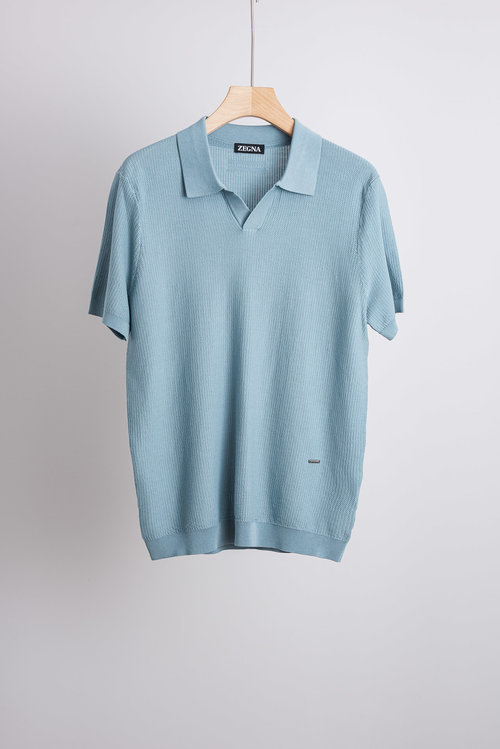 Zegna Silky Blend Short - Sleeve Knit Shirt