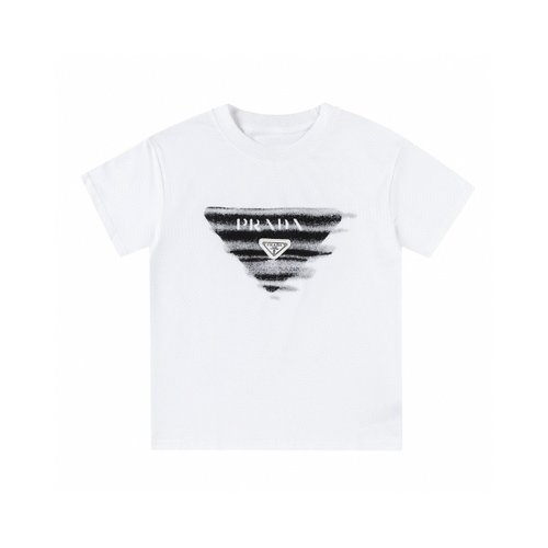 Prada Kids Unisex Premium Cotton T-Shirt w/ Triangle Print