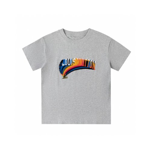 LV Kids 3D Toothbrush Embroidery Rainbow Cotton T-Shirts