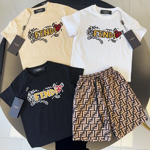 Fendi High-end Kids Unisex Cotton Set, Comfortable & Stylish