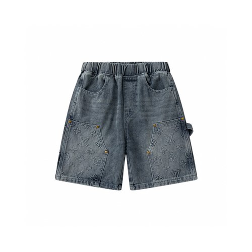LV Kids Embossed Monogram Denim Shorts 