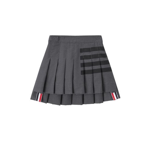 Thom Bn High-End Girls Asymmetric Pleated Skirt with Four Stripes Print