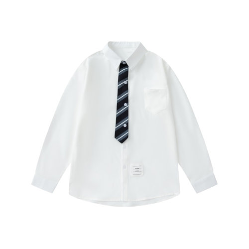 Thom Bn Kids Striped Dress Shirt with Removable Tie