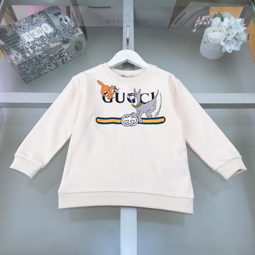 Gucci Unisex Kids Cotton Crewneck Sweatshirt Black Logo Comfortable