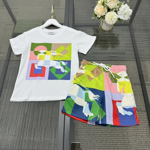 Burberry Kids Unisex Set with Digital Print, 100 Cotton