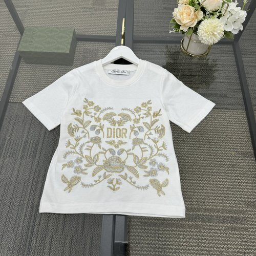 Dior Kids Cotton T-Shirt with Embroidery, Comfortable & Stylish 