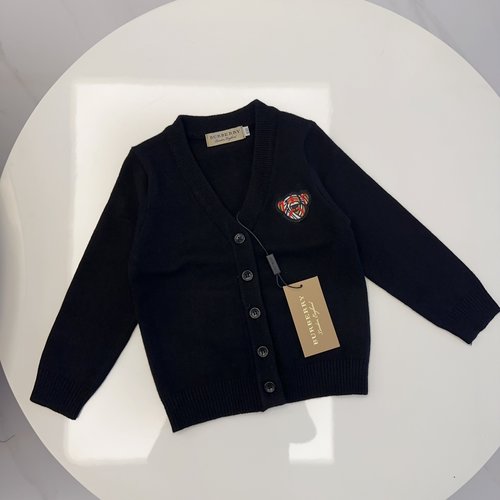 Burberry Kids Embroidered Letter Cardigan Sweater, Comfortable & Stylish 