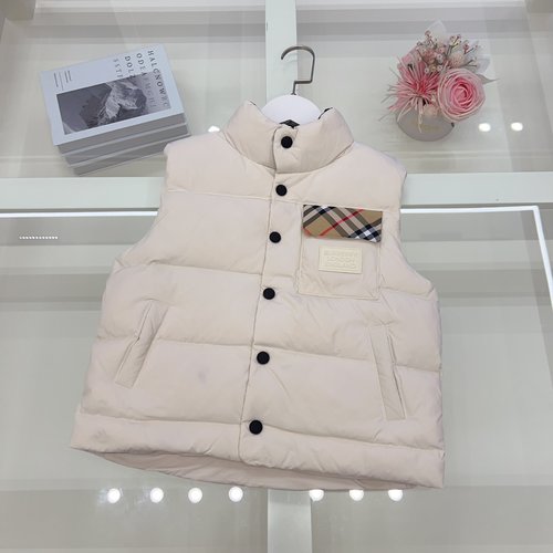 Burberry Unisex Kids 90 White Duck Down Vest - Comfortable & Stylish