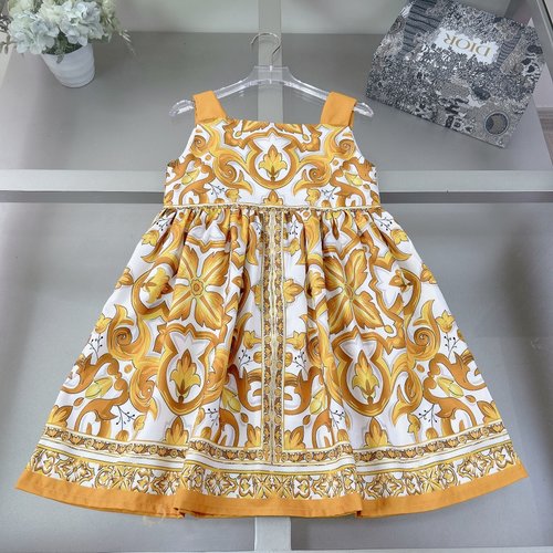 Versace Girls Floral Silk-Cotton Dress Classic Comfortable 