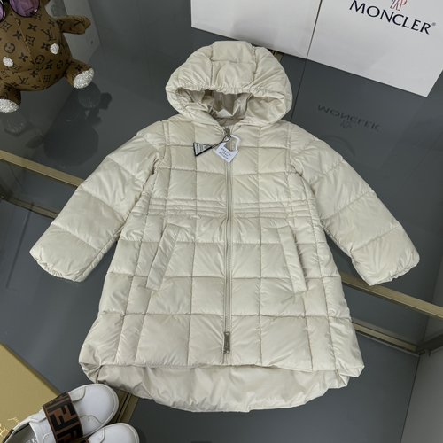 Moncler Girls Mid-Length 90 White Goose Down Jacket 