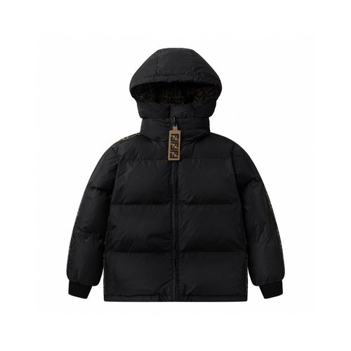Fendi Unisex Kids Reversible Down Jacket Removable Hood 90 uck Down