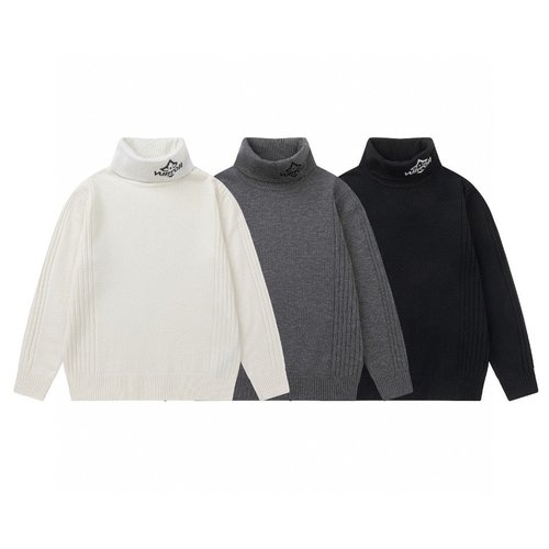 LV Kids Unisex High Neck Sweater Wool Silk Blend 400g