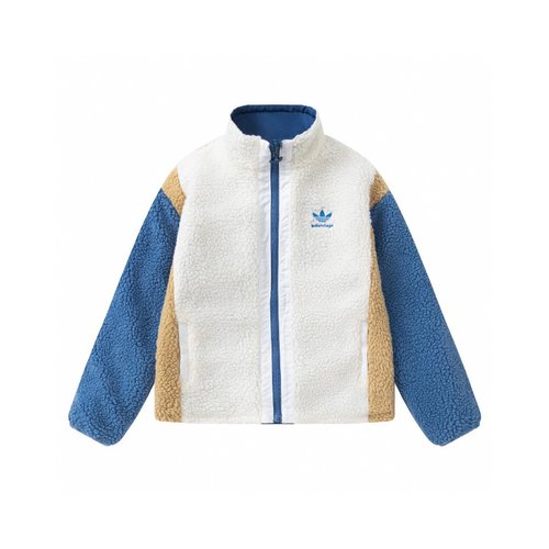 Balenciaga Reversible Lamb Wool Unisex Kids Loose Stand Collar Jacket