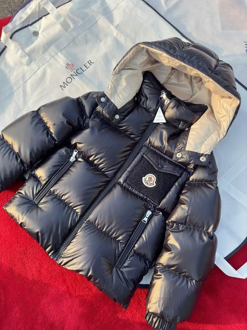 Moncler Kids Goose Down Jacket Midnight Blue Alpaca Pocket