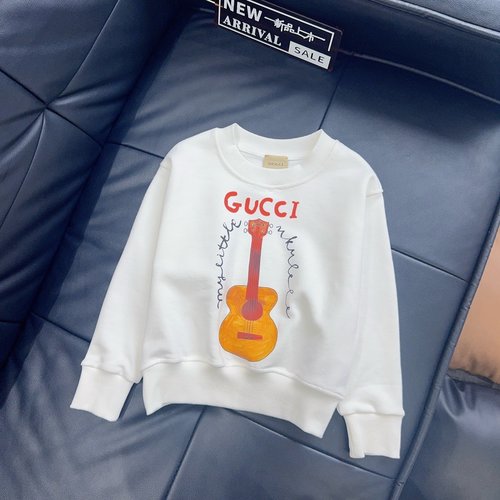 Gucci Kids Cute Guitar Logo Cotton Hoodie 