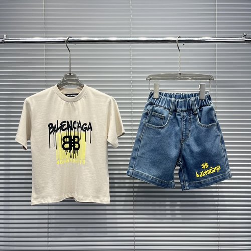 Balenciaga Kids Premium Outfit Set - Cotton Tee with Logo Graffiti Design 