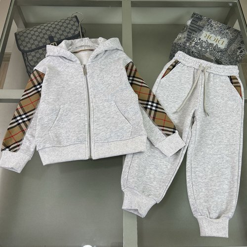 Burberry Kids Cotton Set with Plaid Panel Top 