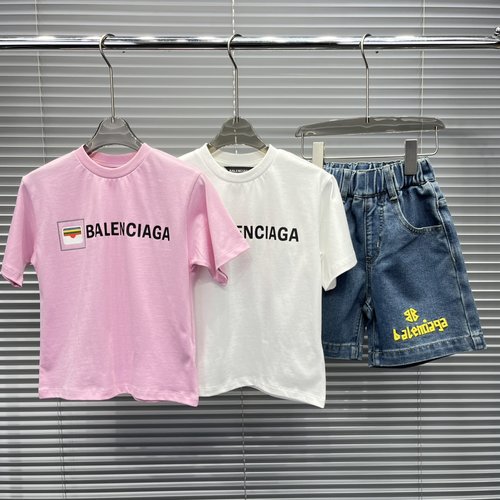 Balenciaga Kids Cotton T-Shirt & Denim Shorts Set