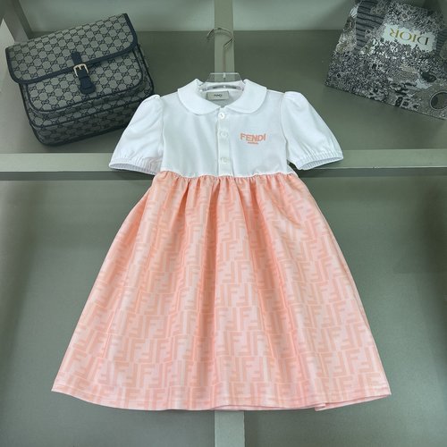 Fendi Girls Korean Style High-Waisted A-Line Dress, Cute & Flattering