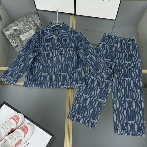 Dior Unisex Kids Jacquard Washed Denim Set 