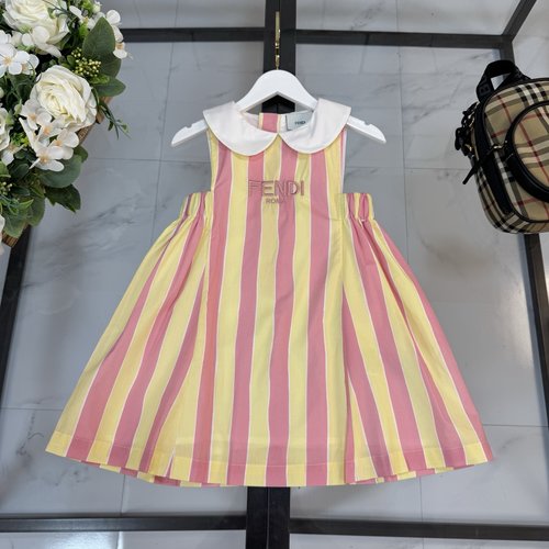 Fendi Premium Girls Dress Cotton Lining Comfortable Stylish 