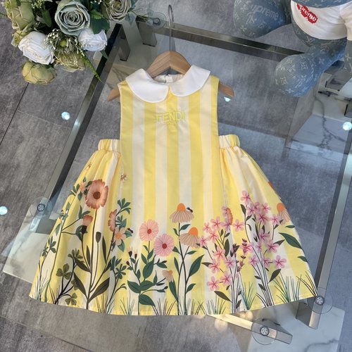 Fendi Girls Cotton Dress with Side Detail 