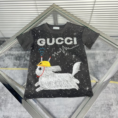 Gucci Kids’ Cotton T-Shirt with Starry Night Dog Logo Print