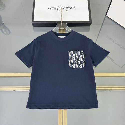 Dior Kids Cotton T-Shirt with CD Print & Pocket 