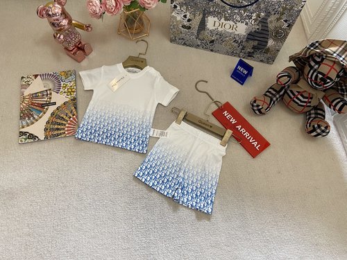 Dior Infant Gradient Blue Cotton Onesie Set