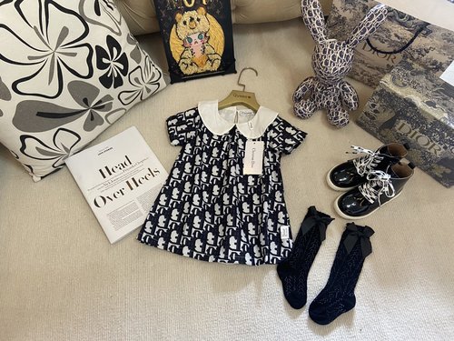 Dior Baby Girls 2-Piece Outfit: Dress & Socks, Cotton, Comfortable