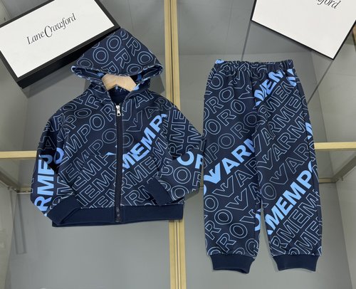 Fendi High-End Unisex Kids All-Over Letter Print Cotton Set 