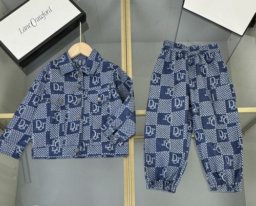 Dior Kids Jacquard Denim Set Long Sleeve & Pants