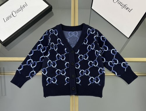 Gucci Unisex Kids Knit Cardigan with Letter Jacquard & Color Blocking