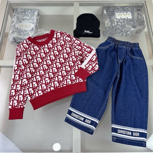Dior Kids 3-Piece Denim Set with Hat, Comfy & Stylish 