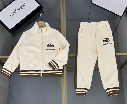 Balenciaga Kids Modal Cotton Hooded Zip Sweatshirt & Pants Set