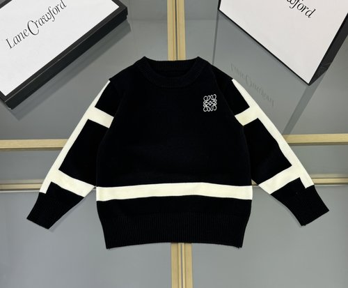 Loewe Unisex Kids Striped Crew Neck Sweater (Cotton Blend, Logo Jacquard)