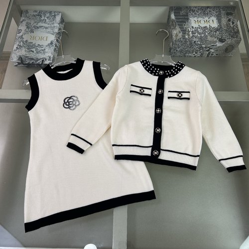 Chanel Girls High-End Knit 2-Piece Set (Jacket & Dress)