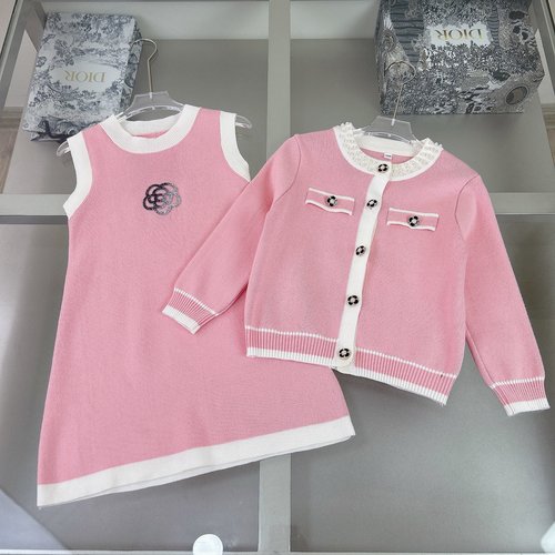 Chanel Girls Knit Outfit Set (Jacket + Dress) - Comfortable & Stylish