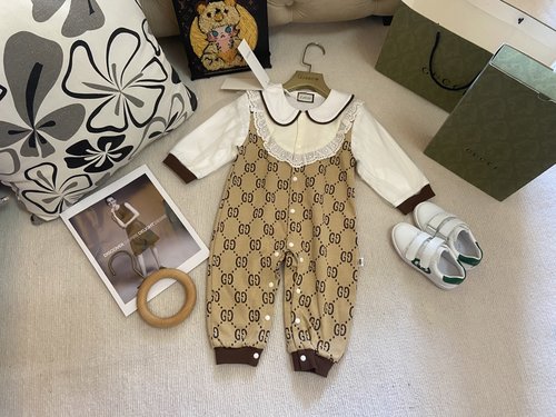 Gucci Toddler Girls Peter Pan Collar Long Sleeve Onesie 100 Cotton