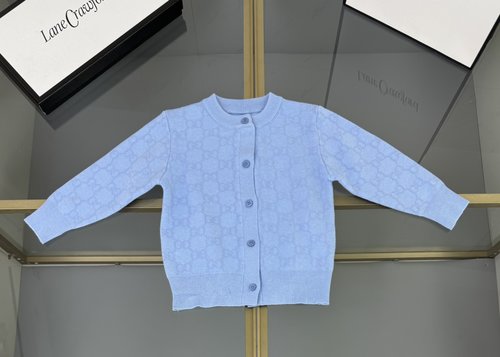 Gucci Kids Cotton Blend Knit Cardigan with GG Jacquard