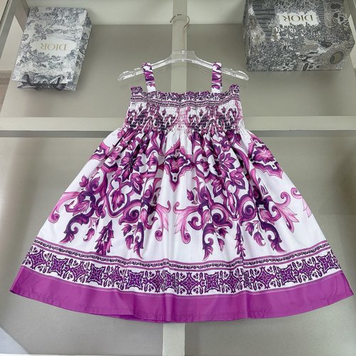 D & G Girls Premium Floral Linen-Cotton Slip Dress