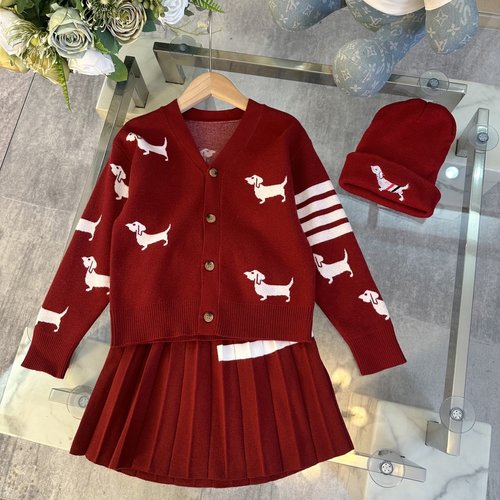 Thom Bn Girls Premium Cashmere Blend 3-Piece Letter Jacquard Set