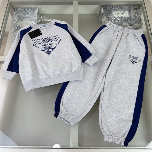 Prada Kids Cotton Set with Flocked Foam Print, Comfortable & Stylish