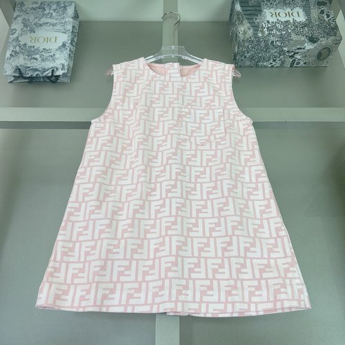 Fendi Girls High-End Denim Dress Heavy Wash Comfortable 