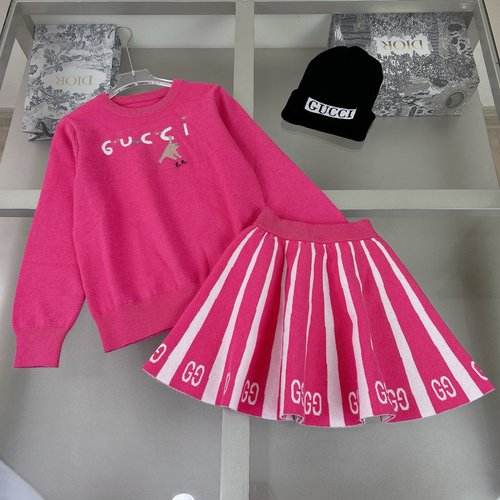 Gucci Girls Wool-Blend 3-Piece Jacquard Set (Skirt & Hat)