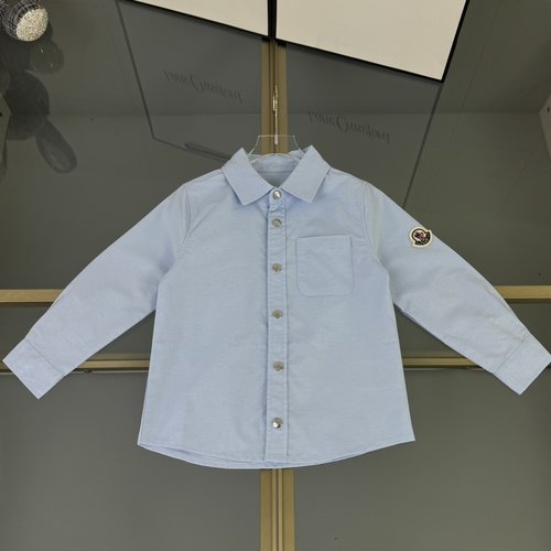 Moncler High-End Kids Oxford Shirt Boys Girls Custom Buttons Logo Stitch
