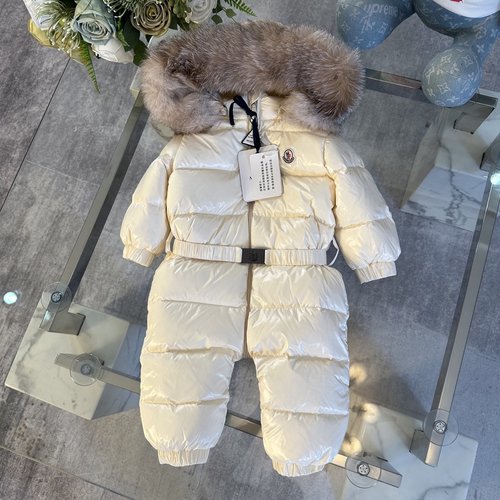 Moncler Premium Kids Goose Down Onesie with Fox Fur Trim
