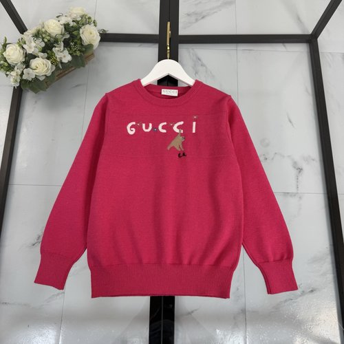 Gucci Unisex Kids Cashmere Sweater with Logo Thick Knit 